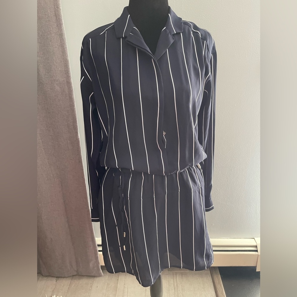 Banana Republic navy blue pin striped dress
